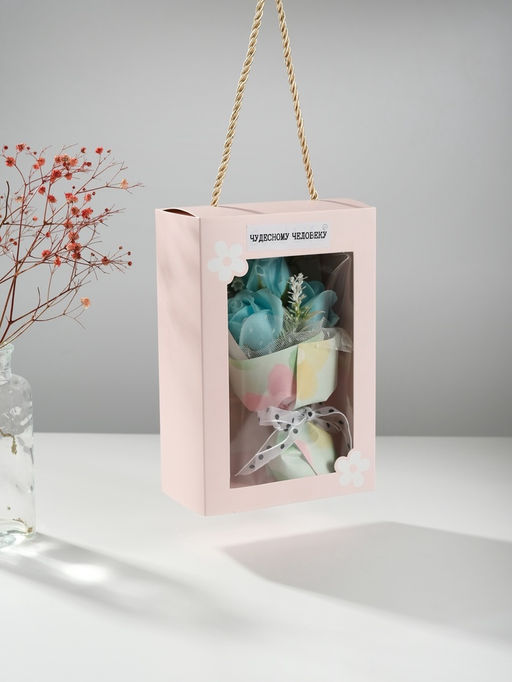 Букет из мыльных лепестков для ванны Розы в подарочной коробке, голубой, 7.5?13.8?20.5 см - Simaland фото 6