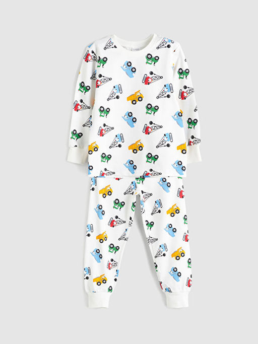 Bask?l? Erkek ?ocuk Pijama Tak?m?