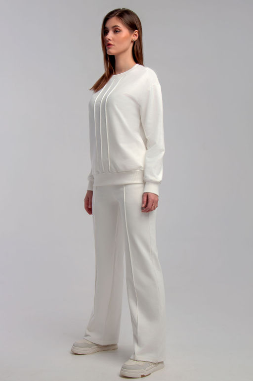 Арт. 2530  Костюм с брюками женский 44-50 (4 шт) Цвет:верх-молочный, низ-молочный