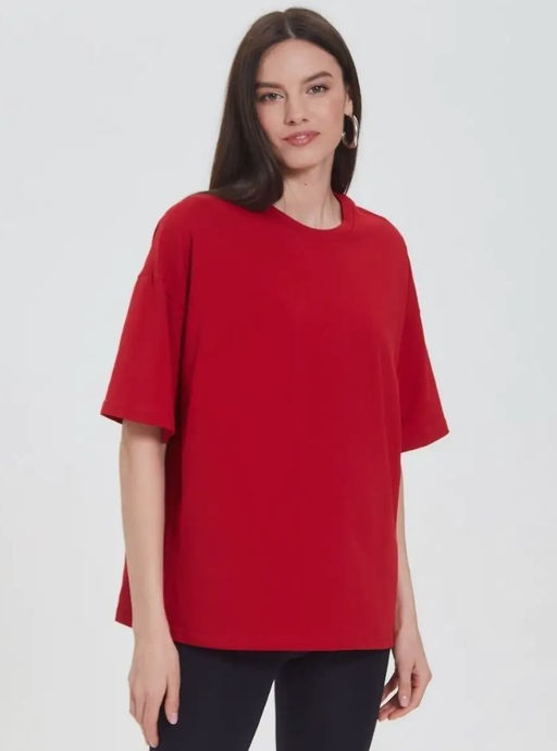 K11613 Футболка OVER SIZE (плотный хлопок) КРАСНЫЙ