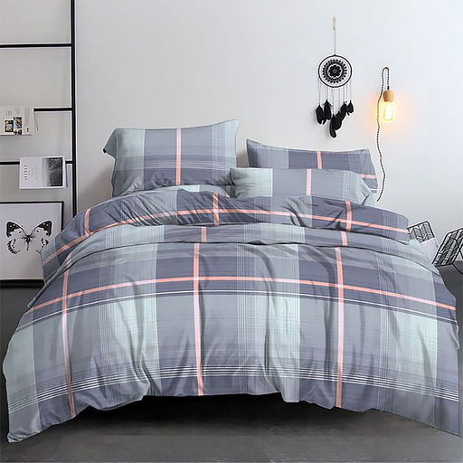 Постельное белье, комплект 1,5 спальный "Клетка Рафаэля" 4 предмета: пододеяльник 145х215см, простыня 150х220см, 2 наволочки 70х70см с клапаном-запахом, полисатин "Премиум SP" 85г/м2, упаковка "классическая" ПВХ 32х41см, "Домашняя мода" (Россия)