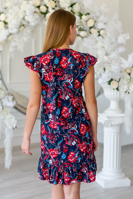 Платье женское из кулирки Элиза сине-красный - Амадэль фото 2