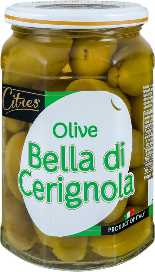 Оливки зеленые Citres Белла ди Чериньола с косточкой 540 г, стекло, ИТАЛИЯ