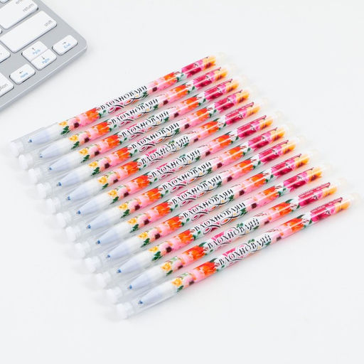 Цена за 12 шт. Ручка пиши-стирай, синяя паста, гелевая, 0.5 мм с колпачком С 8 Марта - Artfox фото 2