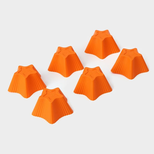 Формы для выпечки кексов Доляна «Риб.Звезда», силикон, 7×7×3.5 см, набор 6 шт., оранжевые