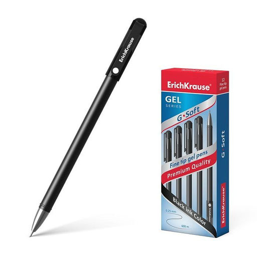 Ручка гелевая ErichKrause G-SOFT 0,38 мм черная, круглый корпус