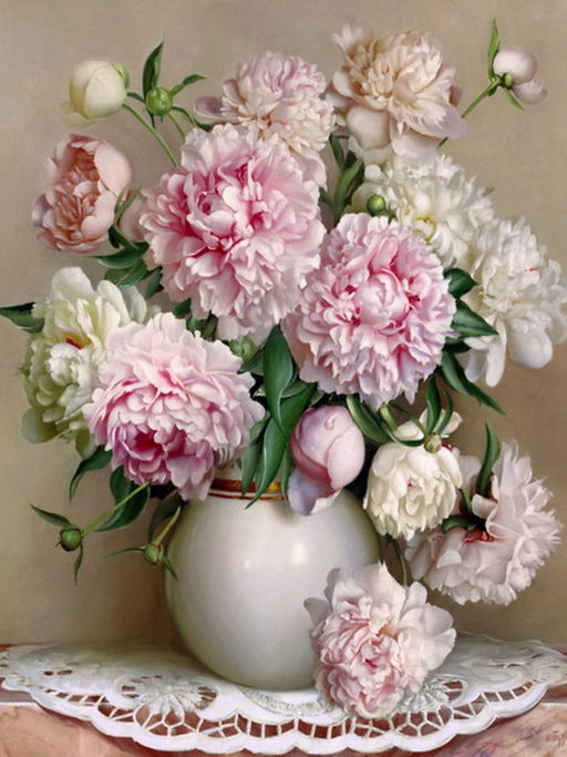 Вышивка крестиком 40х50см, Пионы