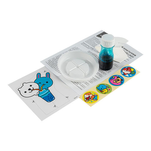 Выращивание кристаллов Стикерняшки "Яркий бабл ти", голубой кристалл