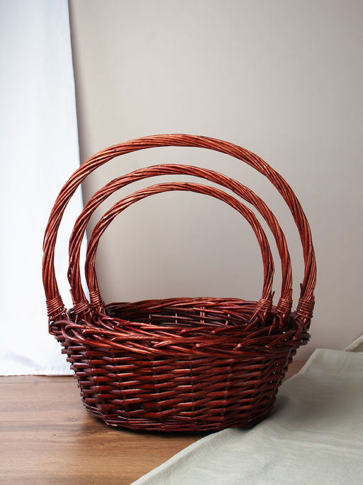 Корзина плетеная 3 штуки темно коричневые 33х12/27х10/22х9 см / S/3 22-42-B /уп 28/круглая - ГалеонТрейд фото 10