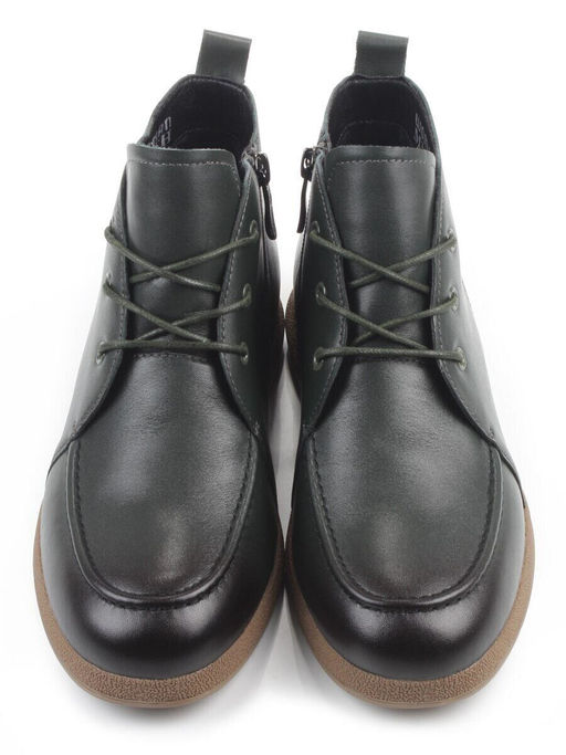 01-S77-97 DK. GREEN Ботинки демисезонные женские (натуральная кожа, байка)