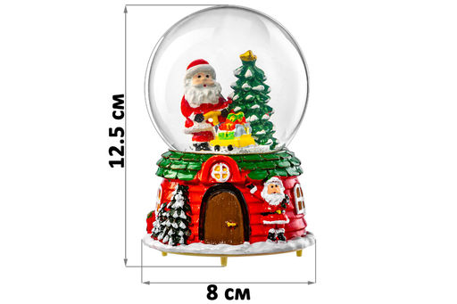 Новогодний шар со снегом 8*8*12,5 см Дед Мороз с подарками музыкальный, с подсветкой - Elan gallery фото 2