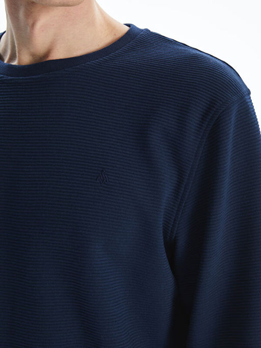 Bisiklet Yaka Uzun Kollu Bask?l? Erkek Sweatshirt