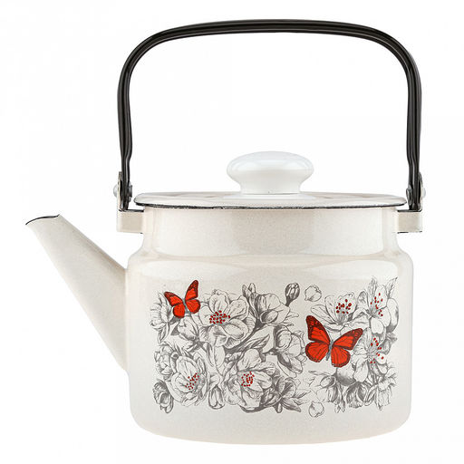 "Яблоневый цвет" Чайник эмалированный 2л, металлическая крышка (Россия)