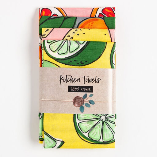 Набор кухонных полотенец Доляна Citrus mix 35х60см-4шт, 100% хлопок  фото 9