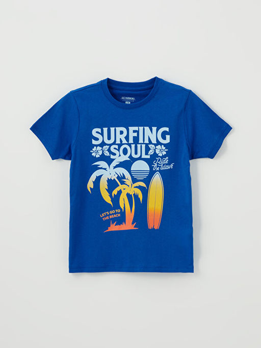 Bisiklet Yaka Bask?l? K?sa Kollu Erkek ?ocuk ?ortlu Pijama Tak?m? - Waikiki фото 2