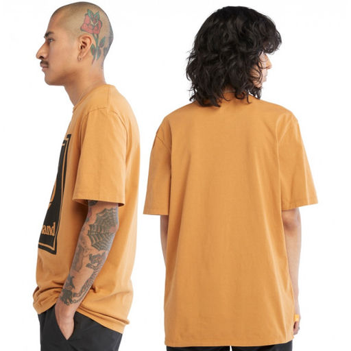 Мужская футболка Timberland SS Stack Logo Tee оранжевая фото 4