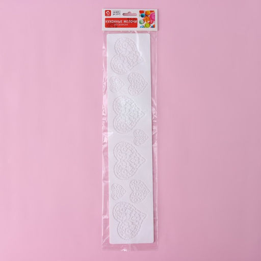 Коврик для айсинга Доляна Сердца, силикон, 37.5?8?0.1 см, белый