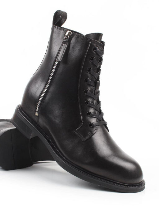 04-M3-1492 BLACK Ботинки зимние женские (натуральная кожа, натуральный мех)