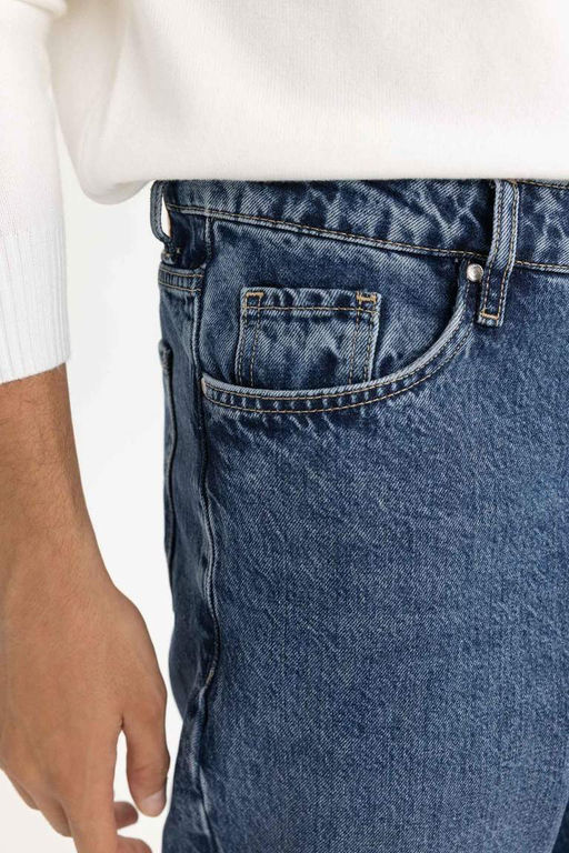 Джинсовые брюки свободного кроя с завышенной талией и нормальной талией Wiser Wash - Defacto фото 5