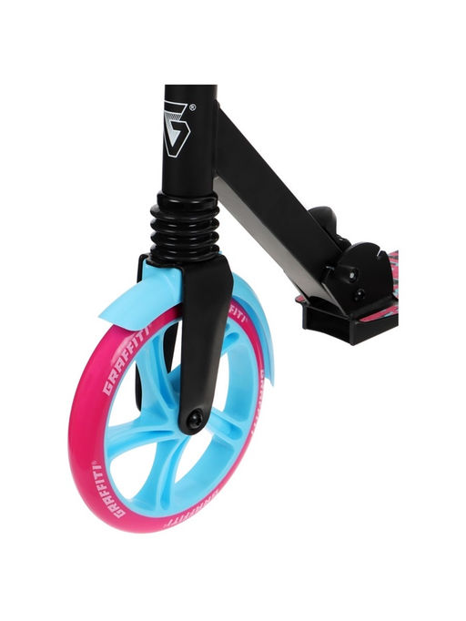 Самокат городской GRAFFITI Lux 200, складной, колёса PU 200 мм, амортизатор передний, ABEC 11 Carbon, чёрный, розовый