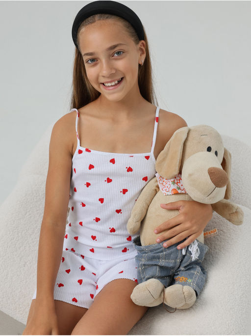 Пижама "Милашка" Белый с шортами