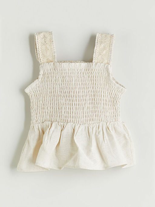 Kare Yaka K?z ?ocuk Bluz ve ?ort 2li