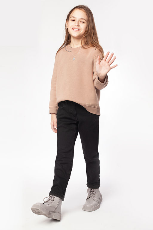 VILATTE / Свитшот из теплого футера-трехнитки с принтом фольгой для девочки  фото 4