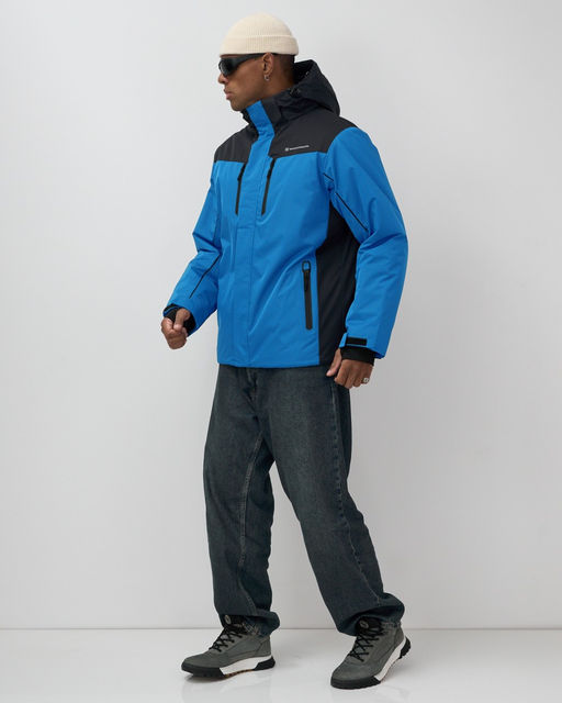 Горнолыжная куртка мужская зимняя голубого цвета 7611Gl