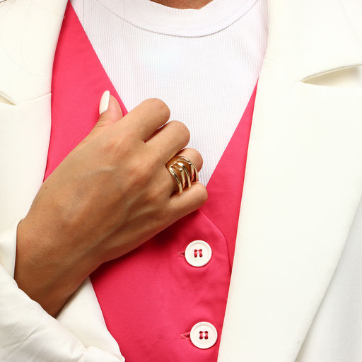 Кольцо металл Тренд движение, цвет золото, размер 17 - Qf фото 3