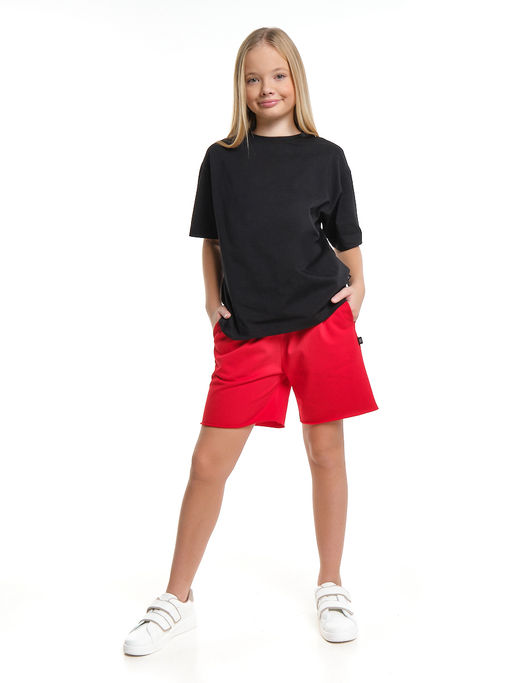 Шорты для спорта для девочки свободные отрезные 22-7677 красный - Mini maxi фото 10