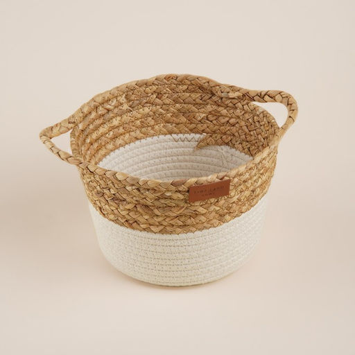 Корзина для хранения ручного плетения SL Home, с ручками, камыш, хлопок, 27×20×15 см