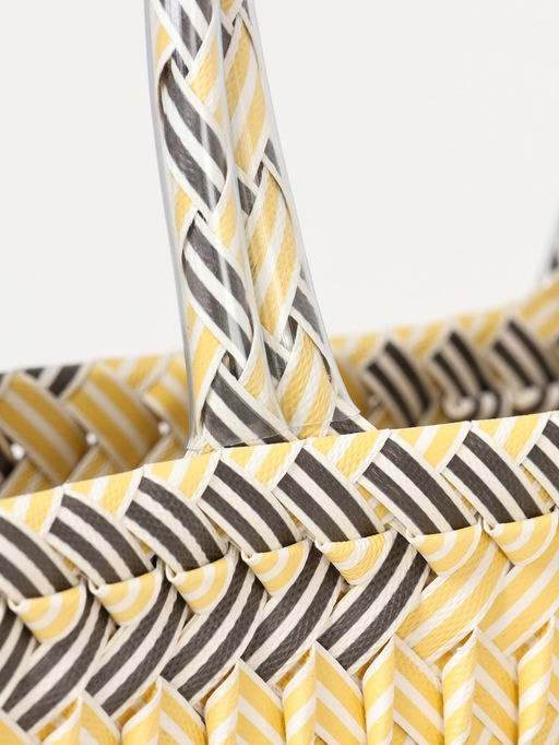 Сумка плетёная, 30×15×35 см, пластик, бежевая с чёрным