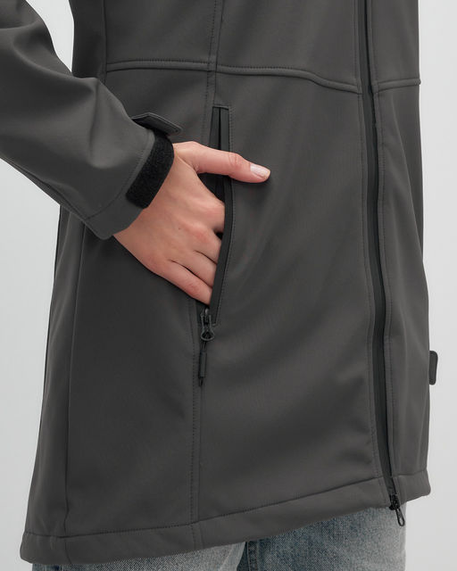 Парка спортивная женская с капюшоном softshell темно-серого цвета 9568TC - Mtforce фото 13