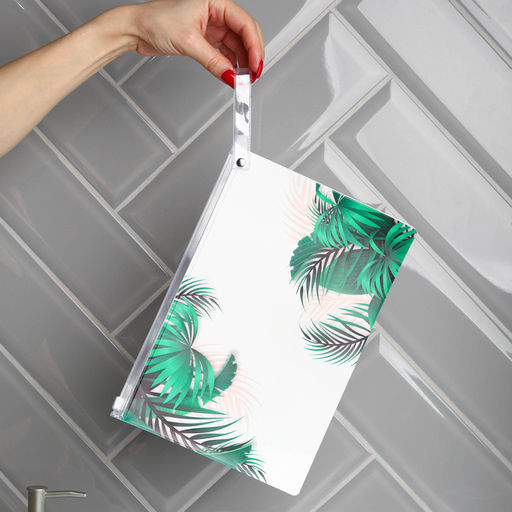 Цена за 2 шт. Косметичка для бассейна с застёжкая зип-лок, большая, принт Джунгли, прозрачная/зелёная - Simaland фото 5