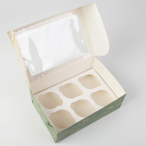 Цена за 5 шт. Коробка для капкейков «Новый год: Милый зайчик» 17×25×10 см