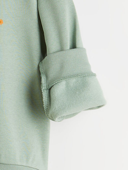 Bisiklet Yaka Bask?l? K?z ?ocuk Kal?n Sweatshirt