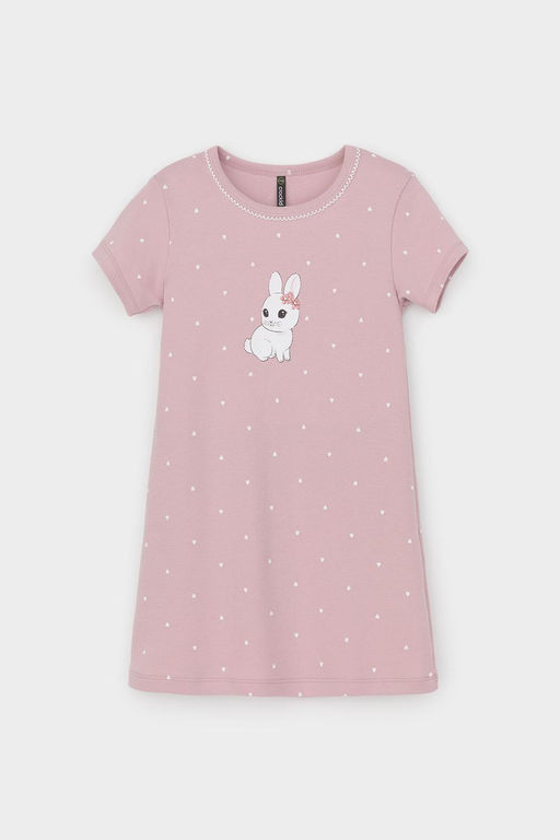 К 1155/розовый лед,мини сердечки сорочка ночная для дев