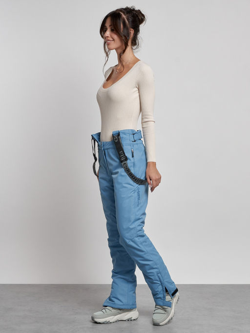 Полукомбинезон утепленный женский зимний горнолыжный голубого цвета 7601Gl - Colannia фото 2