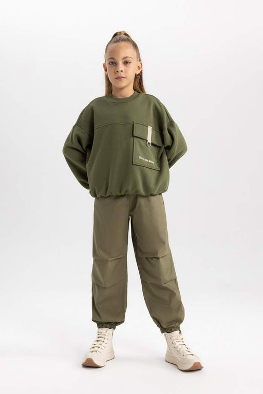 Хлопковые брюки с парашютом для девочек - Defacto фото 5