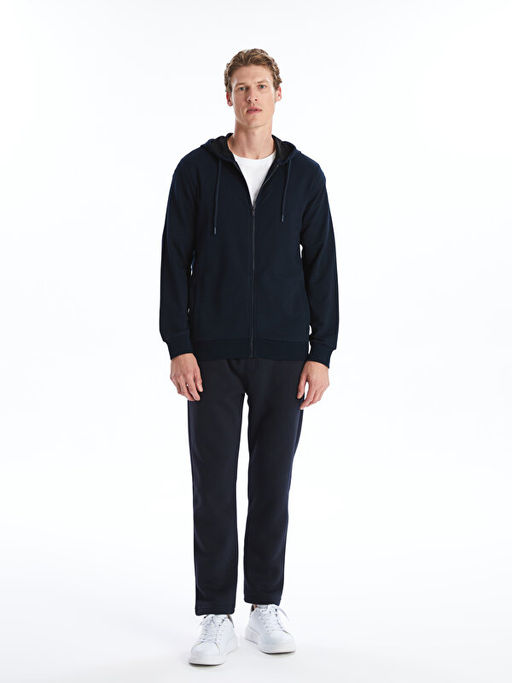 Kap??onlu Uzun Kollu Erkek Fermuarl? Sweatshirt