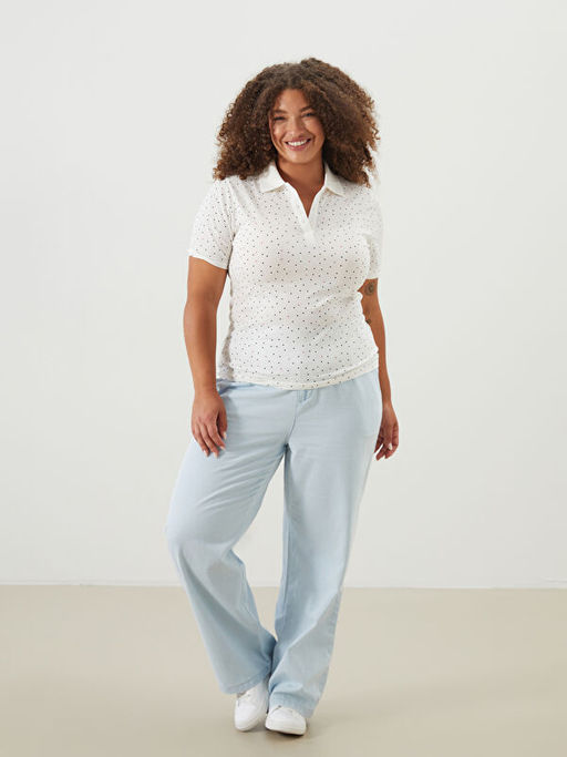 Polo Yaka Desenli Kad?n Ti??rt