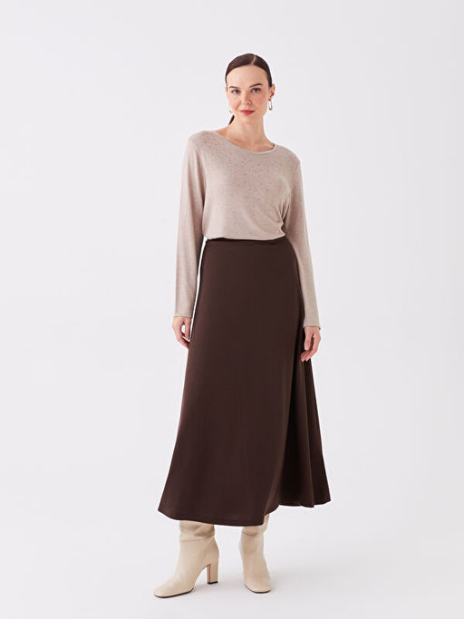 Beli Lastikli D?z A Kesim Kad?n Etek