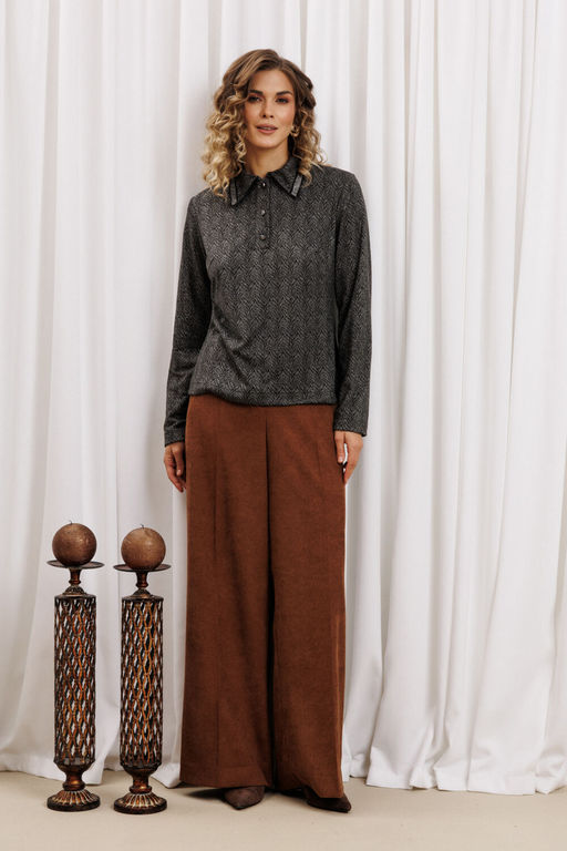 Костюм Gizart 5436 серый тигровый замша, коричневый