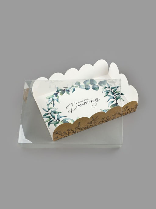 Цена за 5 шт. Коробка для печенья, кондитерская упаковка с пластиковой крышкой, «Крафт», 20×30×8 см