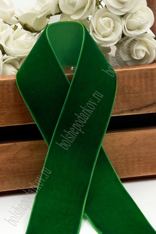 Лента бархатная 3,8 см*10 ярд (SF-5814) зеленый №60