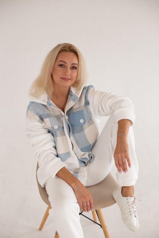 514 Рубашка c капюшоном, флис/голубая клетка - Knitka wear фото 4