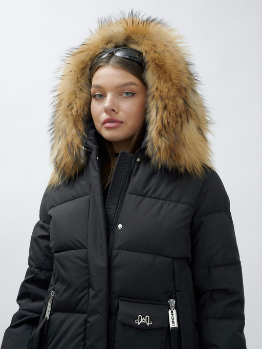 Куртка Бренд Visdeer ПРЕМИУМ КЛАССА зимняя с мехом ЕНОТА, черного цвета - Mtforce фото 7