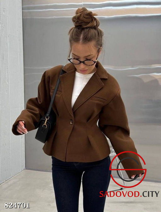 Пиджак-пальто укороченный и приталенный на осень. - Bruno фото 4