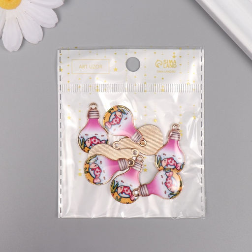 Цена за 8 шт. Декор для творчества металл, эмаль «Рыба в лампочке», 2.8×1.6 см