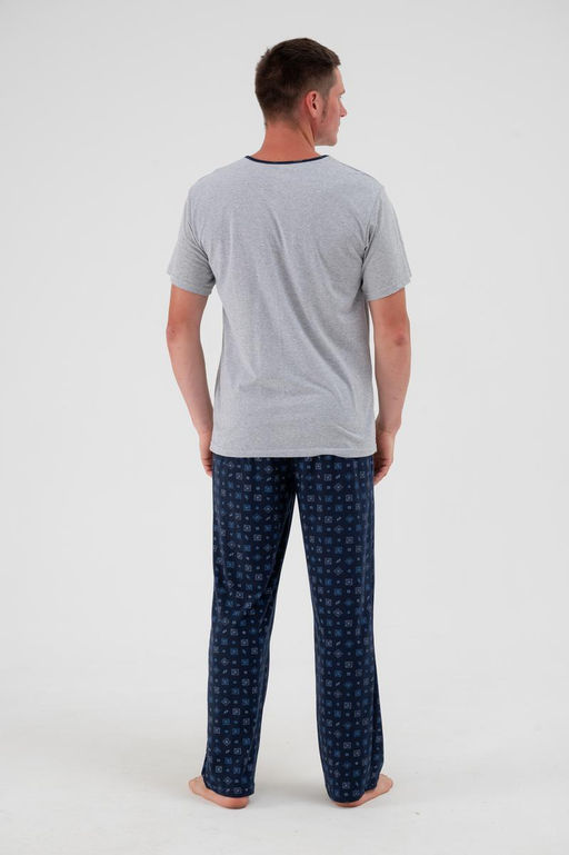 Пижама мужская из футболки с коротким рукавом и брюк из кулирки Генри синий - Амадэль фото 9